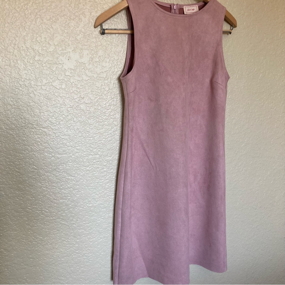 Love…Ady Solid Pink Chic Classic Mauve Sleeveless Dress Small Formal Office Wear